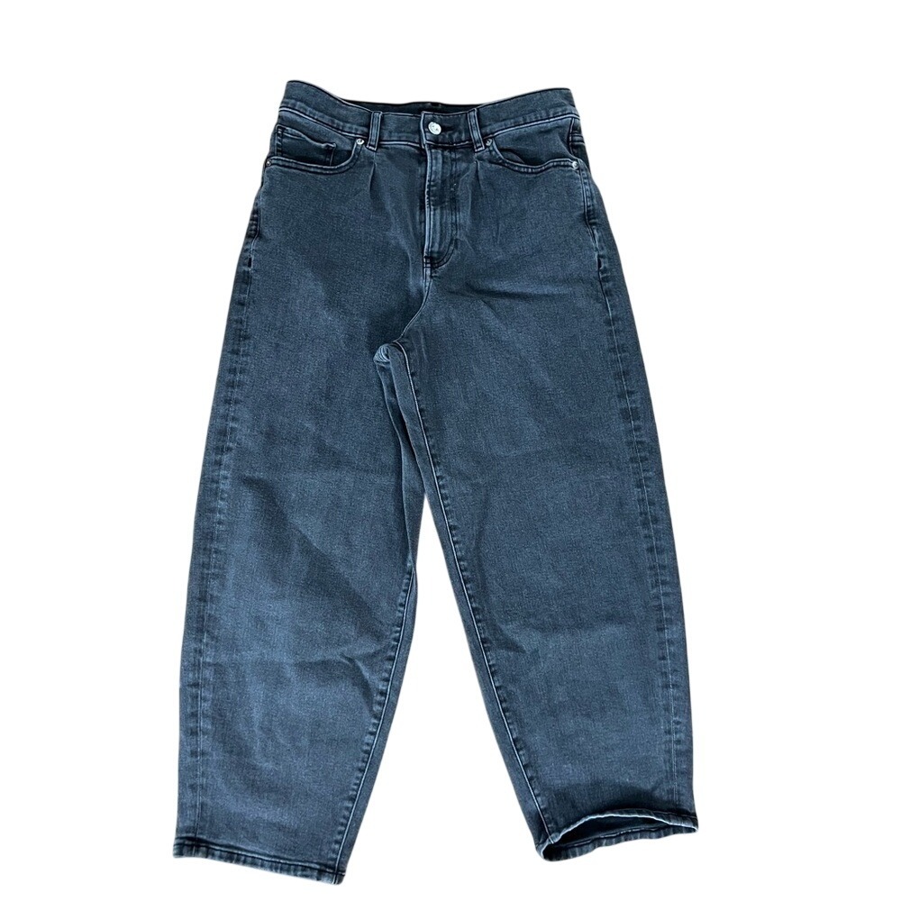 Express Balloon Leg super high rise black denim wide leg jeans dark denim